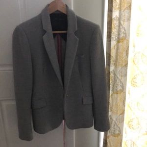 Zara gray waffle blazer with gold accent buttons